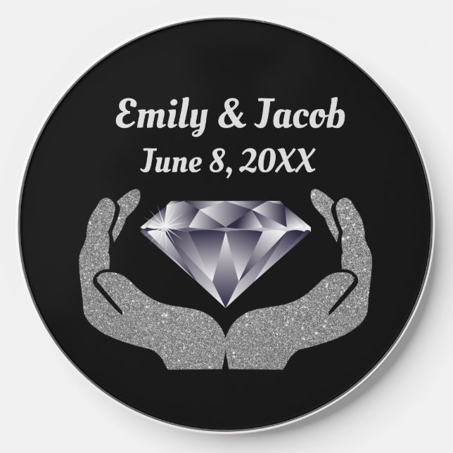 Diamond Hands Wedding Wireless Charger (Front)