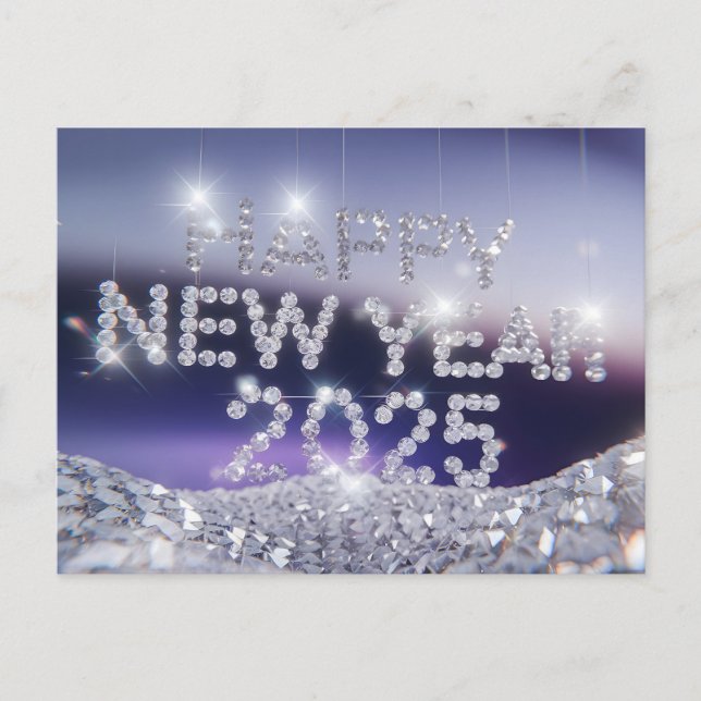Diamond Happy New Year 2025 Holiday Postcard (Front)