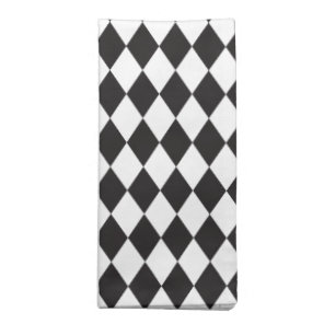 Diamond Harlequin Pattern in Black and White Cloth Napkin