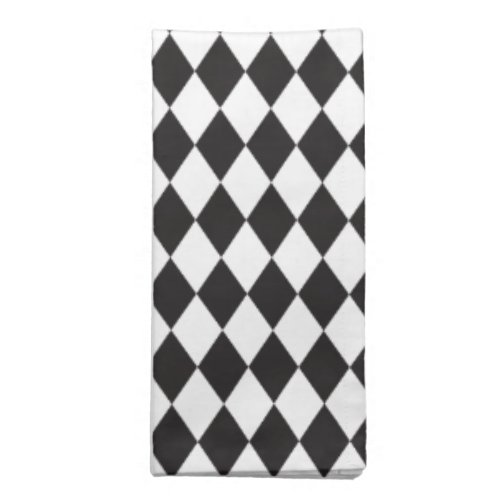 Diamond Harlequin Pattern in Black and White Cloth Napkin