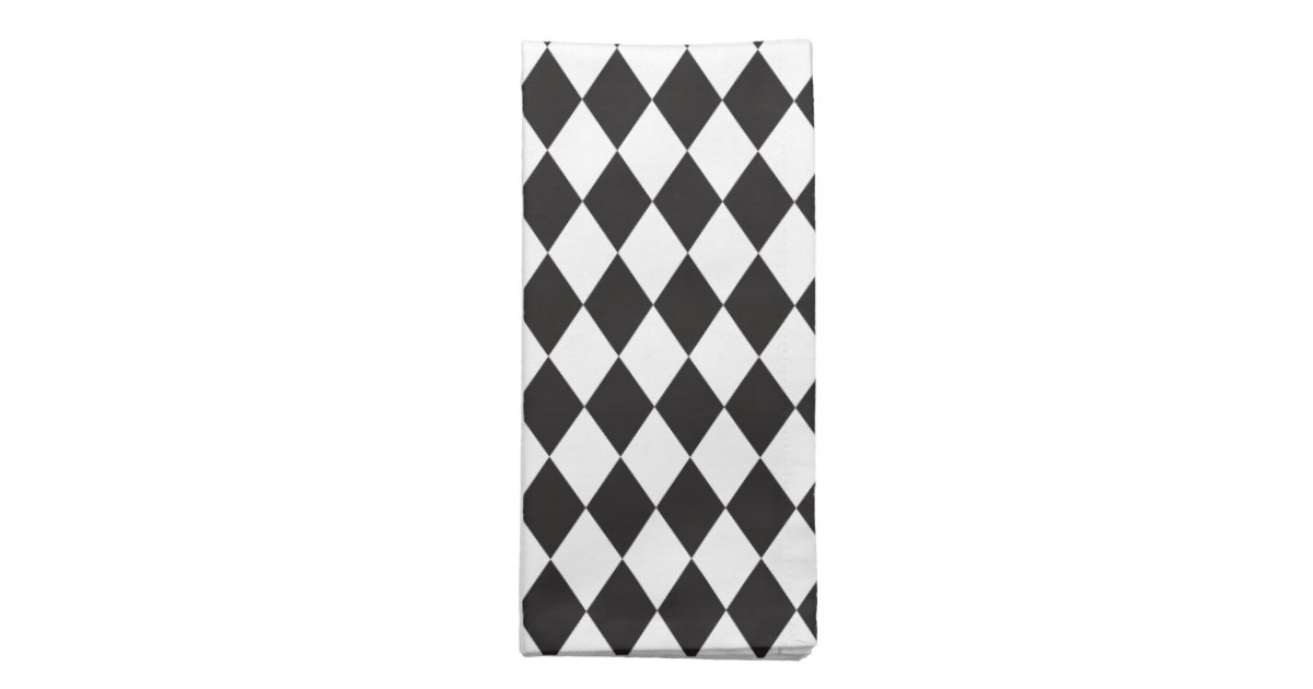 Diamond Harlequin Pattern In Black And White Cloth Napkin