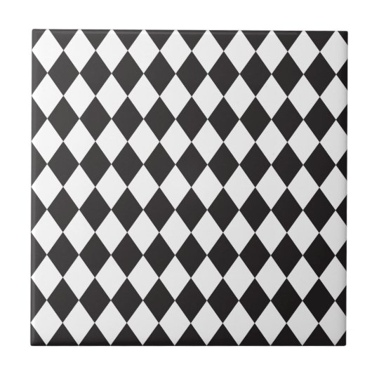 Diamond Harlequin Pattern in Black and White Tile | Zazzle.com