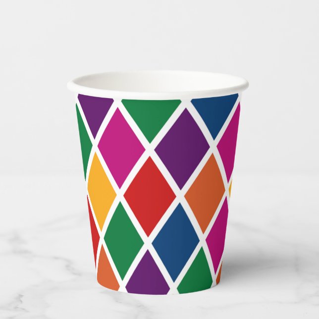 Diamond Harlequin Pattern Paper Cup (Front)