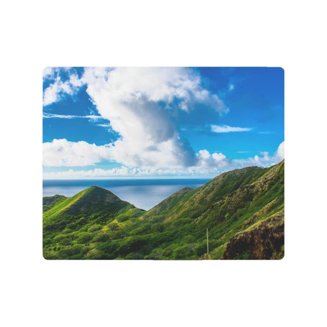 Diamond Head Crater Mountain Top Ocean View Metal Print (Front)