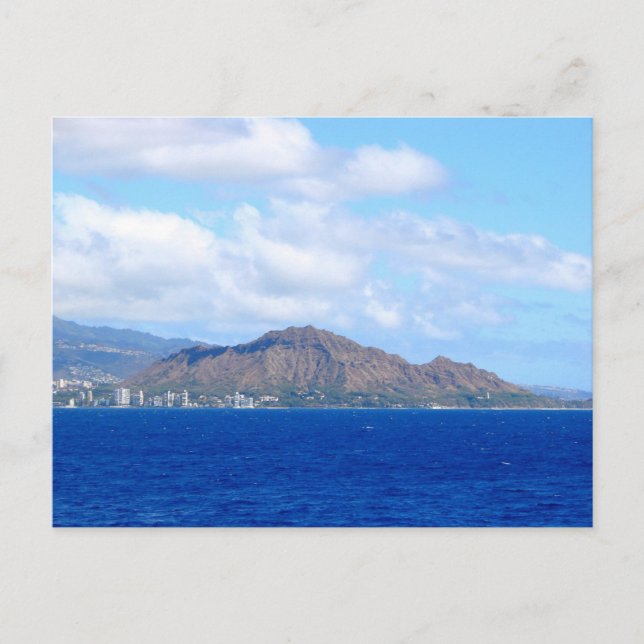 Diamond Head Crater with Dramatic Clouds Oahu Postcard (Front)