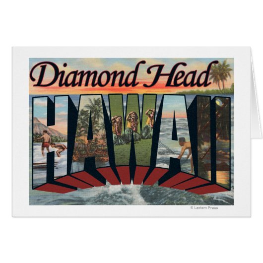 Diamond Head, Hawaii - Large Letter Scenes Cards (Front Horizontal)