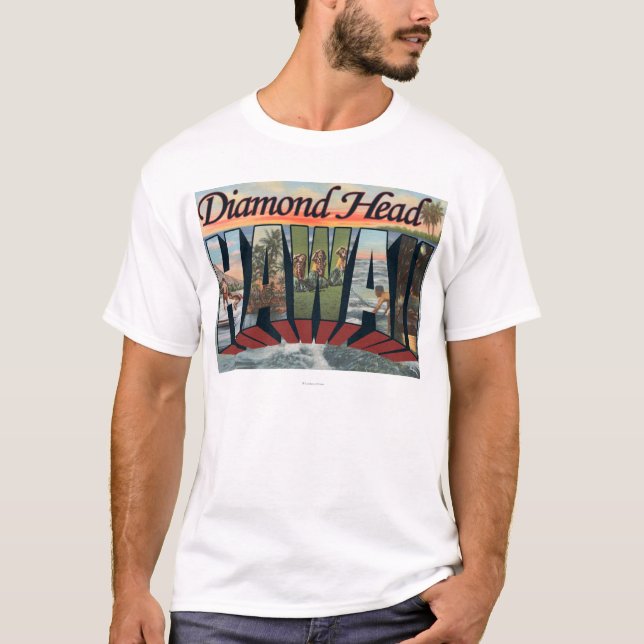 Diamond Head, Hawaii - Large Letter Scenes T-Shirt (Front)