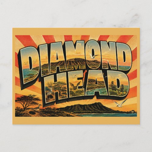 Diamond Head Hawaii Volcanic Crater Ocean Art Postcard
