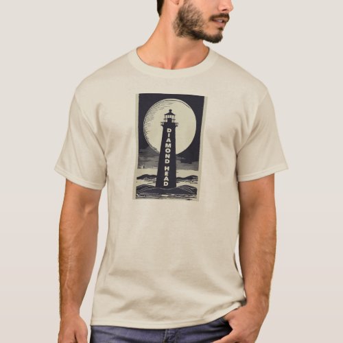 Diamond Head Lighthouse Hawaii Moon T_Shirt