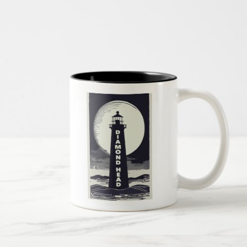 Diamond Head Lighthouse Hawaii Moon Two_Tone Coffee Mug