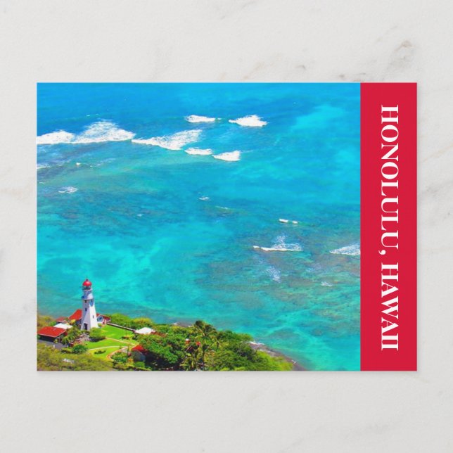 diamond head lighthouse red postcard (Front)