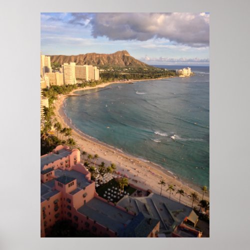 Diamond Head Waikiki Beach Hawaii Poster