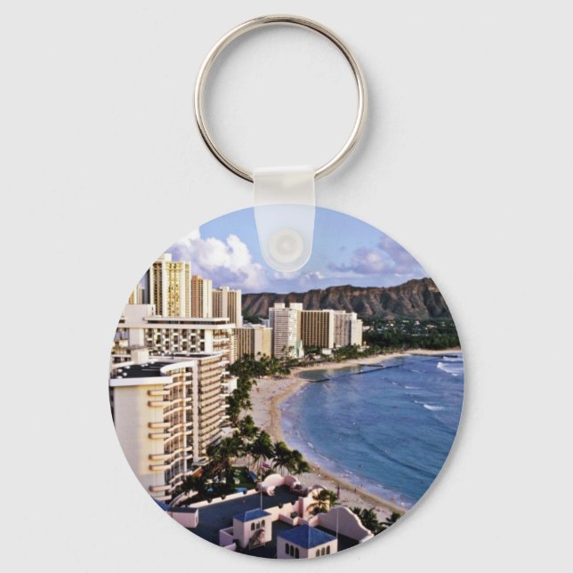 Diamond Head - Waikiki Beach, Oahu Keychain (Front)