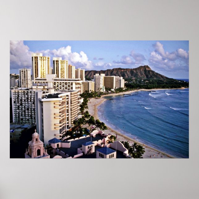 Diamond Head - Waikiki Beach, Oahu Poster (Front)