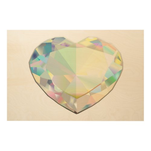 Diamond Heart 36 x 24 Wood Wall Art