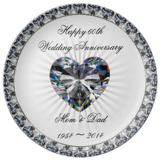 60th Anniversary Gifts On Zazzle Diamond Heart 60th Anniversary Porcelain Plate