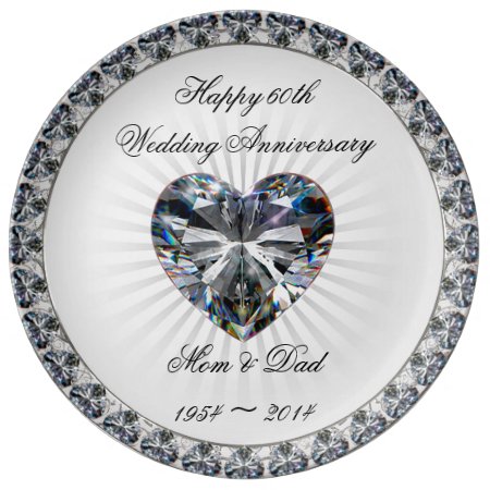 Diamond Heart 60th Anniversary Porcelain Plate