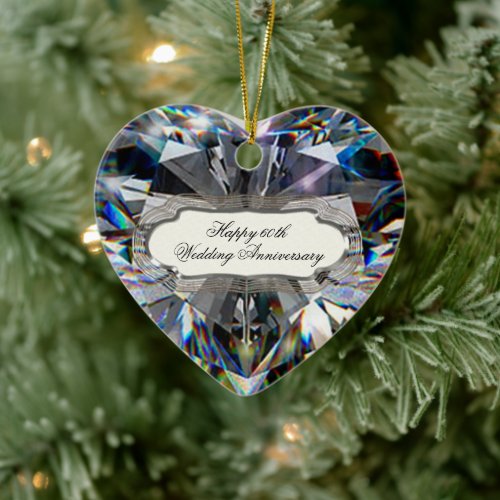 Diamond Heart 60th Wedding Anniversary Ornament