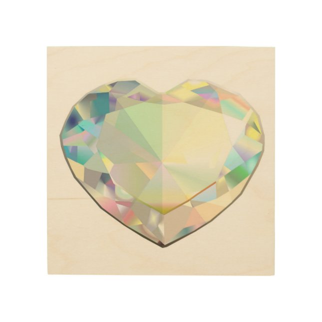 Diamond Heart 8" x 8" Wood Wall Decor (Front)