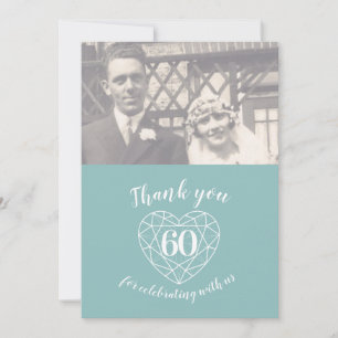 Diamond heart anniversary 60 years photo thank you card