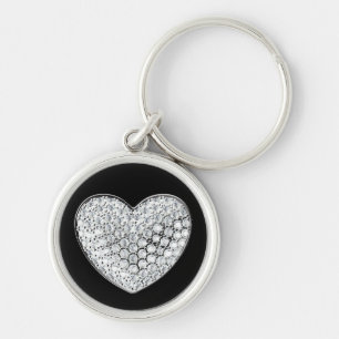 Diamond heart-black bg keychain