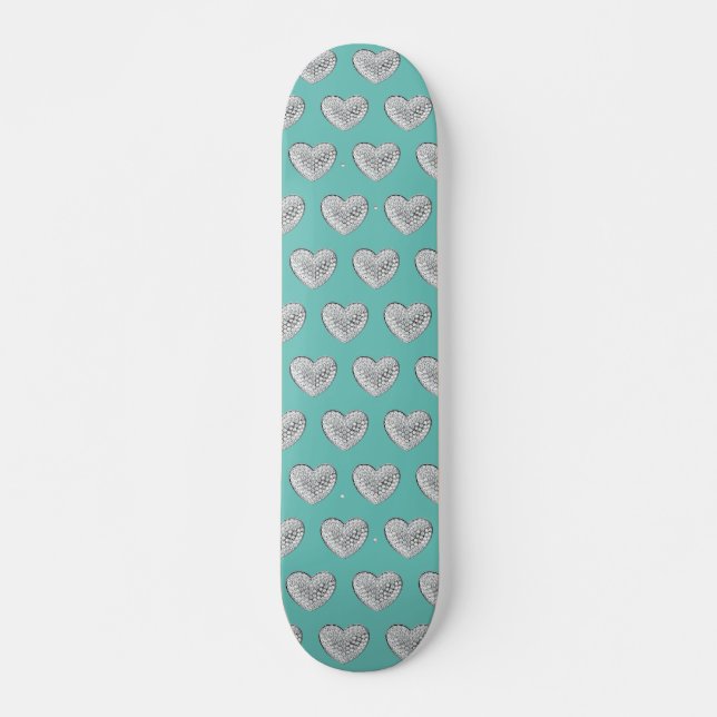Diamond heart blue bg skateboard (Front)