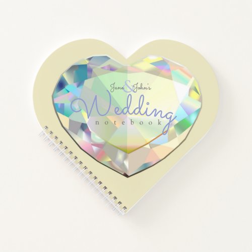 Diamond Heart Champagne Wedding Notes Notebook