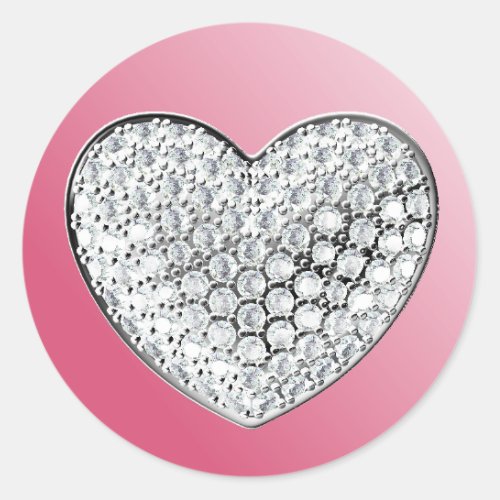 Diamond Heart Classic Round Sticker