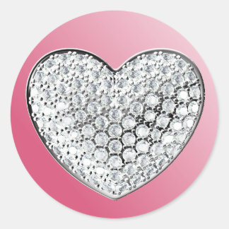 Diamond Heart Classic Round Sticker