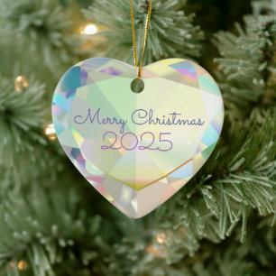 Diamond Heart Customizable Ceramic Ornament