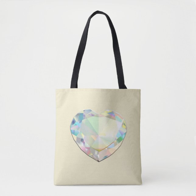 Diamond Heart Ecru Tote Bag (Front)