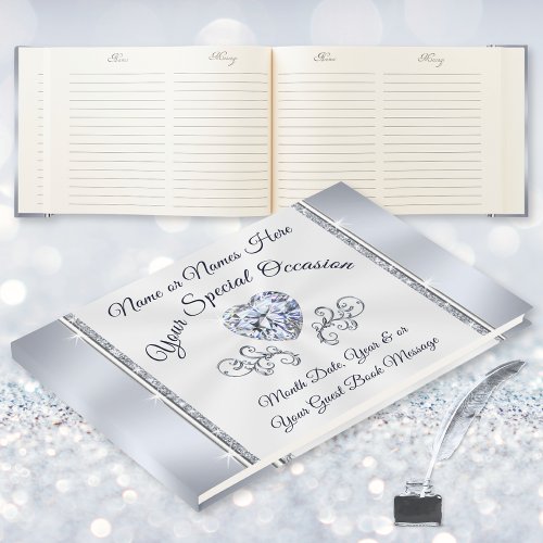 Diamond Heart Elegant Guest Book for ANY Occasion