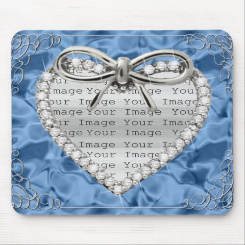 Diamond Heart Frame Blue Mouse Pad