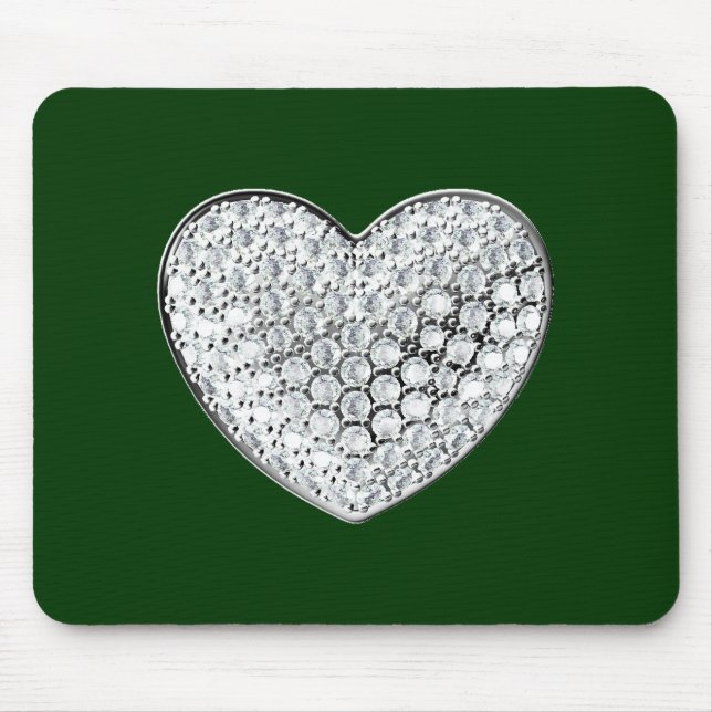 Diamond Heart - green bg Mouse Pad (Front)