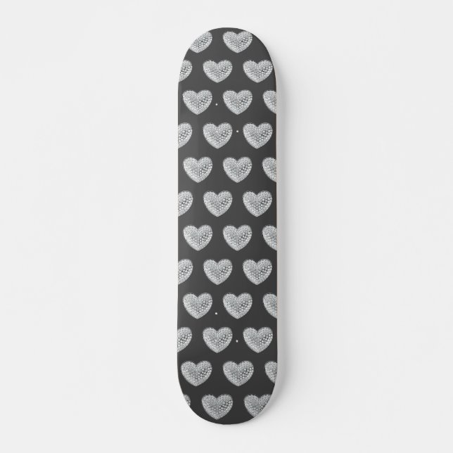 Diamond heart grey bg skateboard (Front)