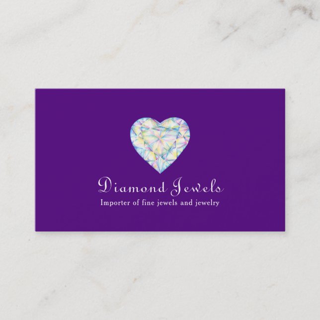 Diamond heart jewel jewelry business card (Front)