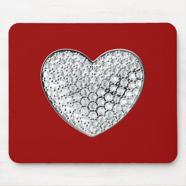Diamond Heart - maroon bg Mouse Pad (Front)