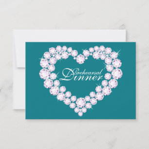 Diamond heart mono wedding rehearsal dinner invite