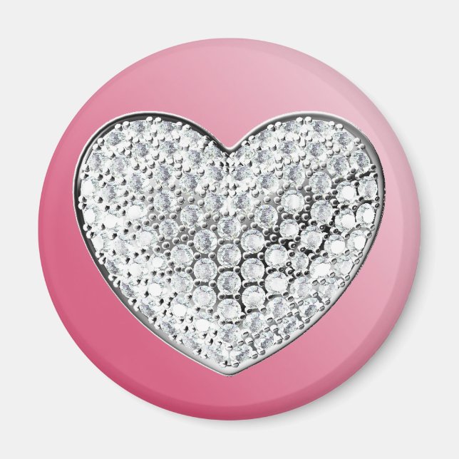 Diamond Heart on pink Magnet (Front)
