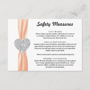 Diamond Heart Orange Ribbon Safety Measures Enclosure Card