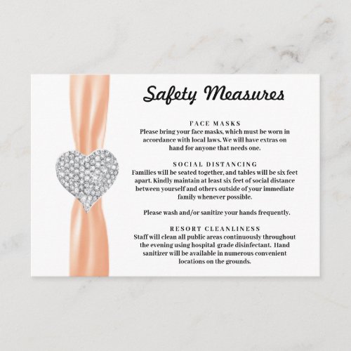 Diamond Heart Orange Ribbon Safety Measures Enclosure Card