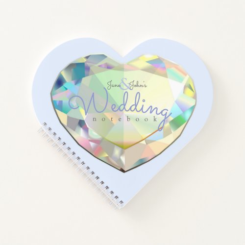 Diamond Heart Pale Blue Wedding Notes Notebook