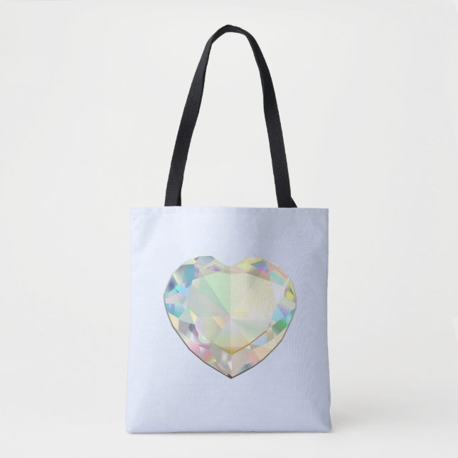 Diamond Heart Pastel Blue Tote Bag (Front)