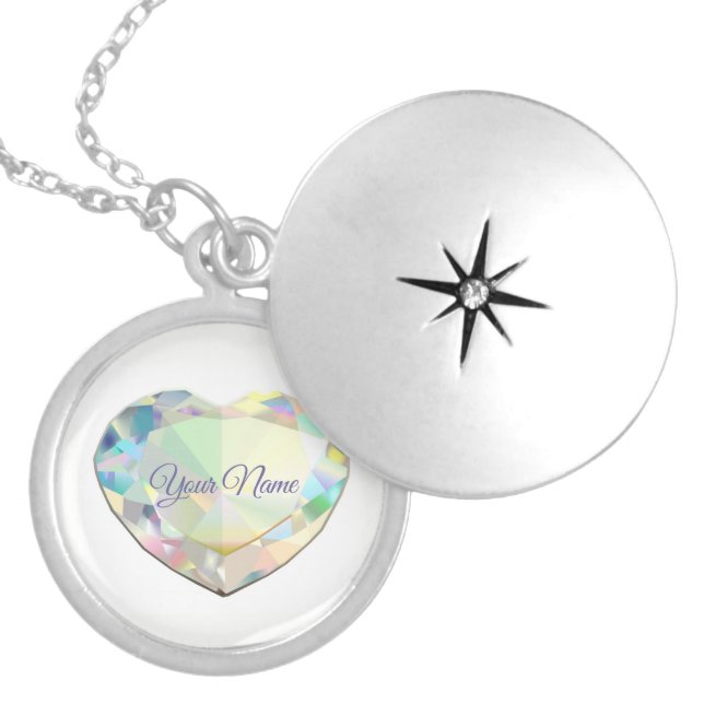 Diamond Heart Personalized Locket Necklace (Front)