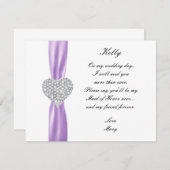 Diamond Heart Purple Wedding Maid Of Honor Card (Front/Back)