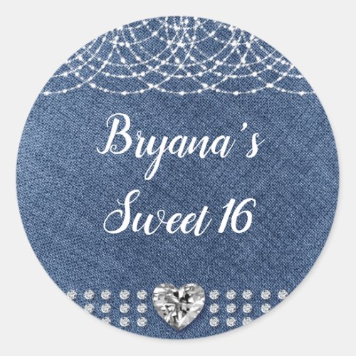 Diamond Heart Red Glitter Sparkle Glam Modern Classic Round Sticker