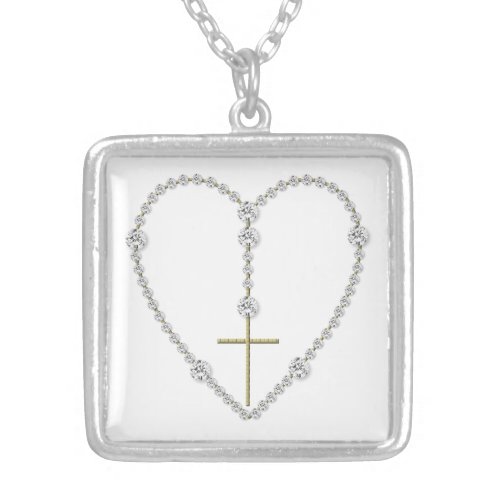 Diamond Heart_Shaped Rosary Necklace