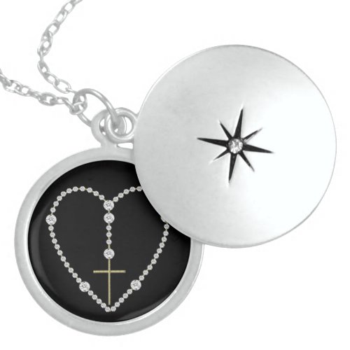 Diamond Heart_Shaped Rosary Necklace