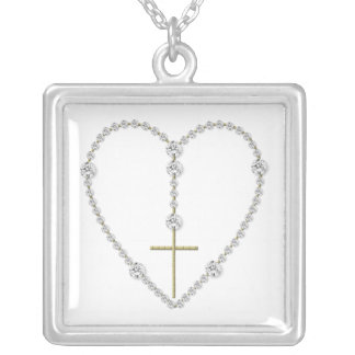 "Diamond" Heart-Shaped Rosary Necklace