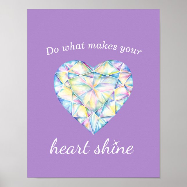 Diamond heart shine slogan purple art poster (Front)